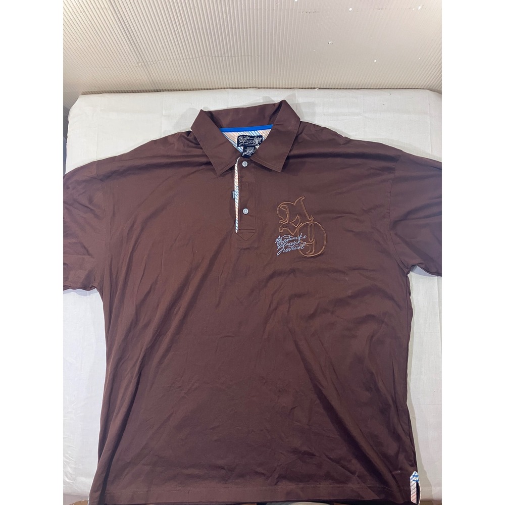 Akademiks Classics Materiel Polo Shirt‎ Mens 2XL Brown Short Sleeve